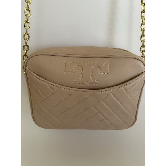 Tory Burch Alexa Stitch Shell Pink Camera Leather Cross Body Shoulder Bag - Picture 4 of 10